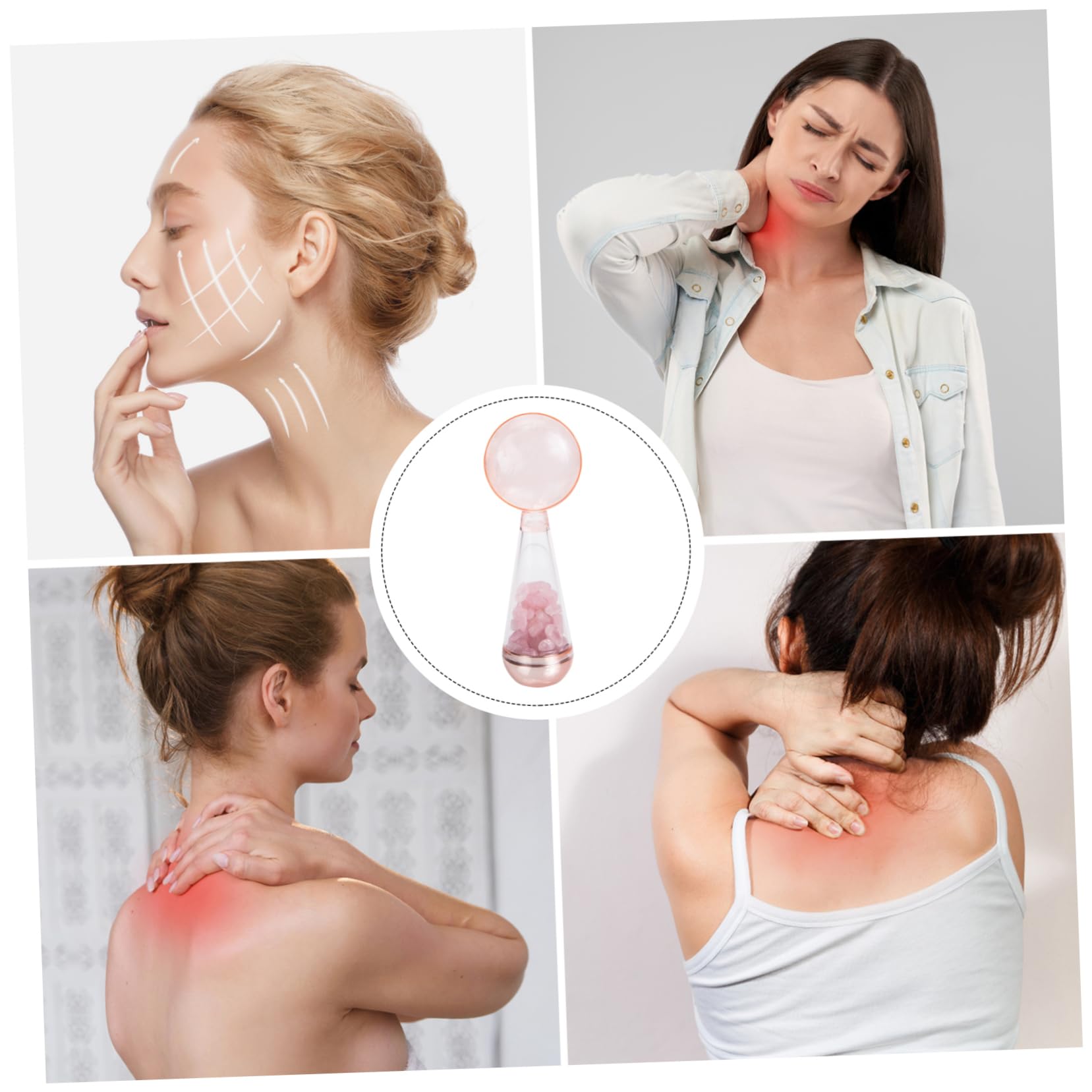 PLAFOPE Rosa Jade Eiskugel für Gesichtsbehandlungen mit Massagefunktion Tragbar für Hautpflege zu Hause und Unterwegs Kühlender Eisroller gegen Schwellungen