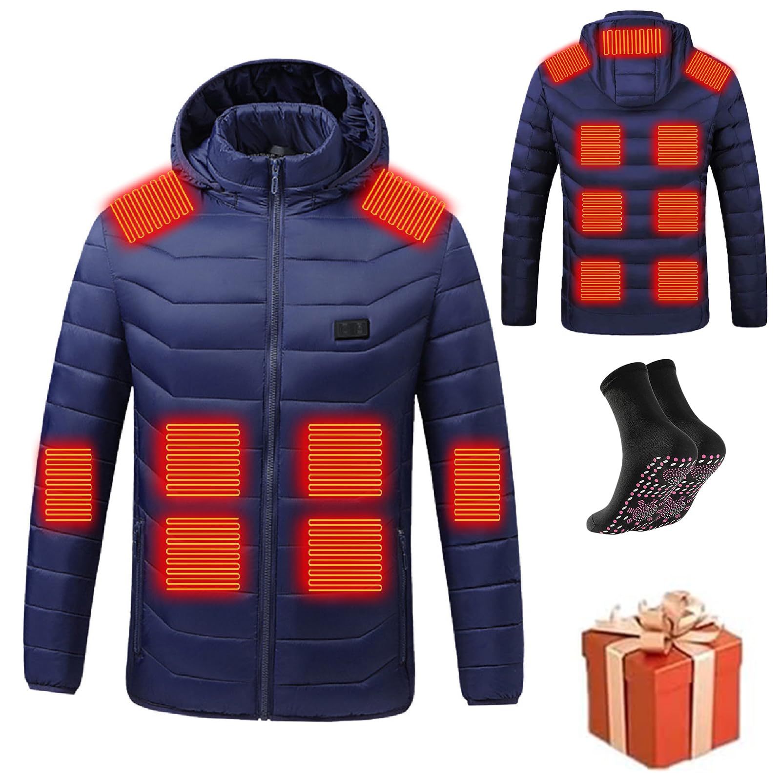 Giacca Riscaldata Uomo Donna Con Cappuccio Giacca Invernale Calda Per Invernale 3 Livelli di Riscaldamento 4 Zone di Riscaldamento Coat Vestiti Riscaldati Gilet Giubbotti Per Attività All'Aperto