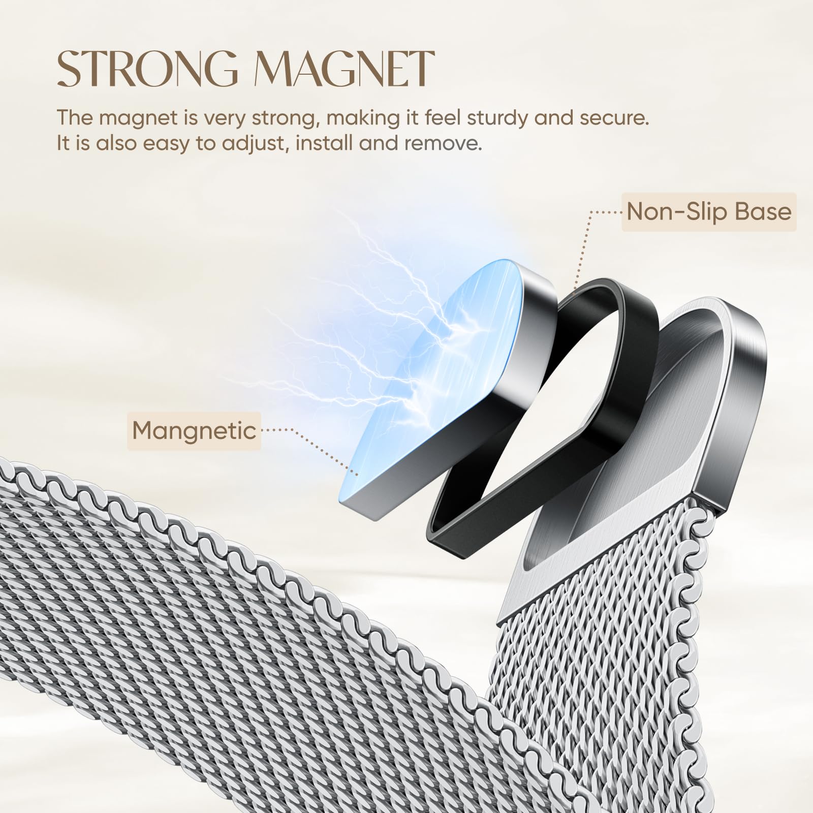 Compatible for Apple Watch Straps and Case Women, Magnetic Milanese Band and Double Row Diamond Screen Protector, Luxury & Versatile, Solve Boring Outfits, Eye-Catching for Work & Date — view 3