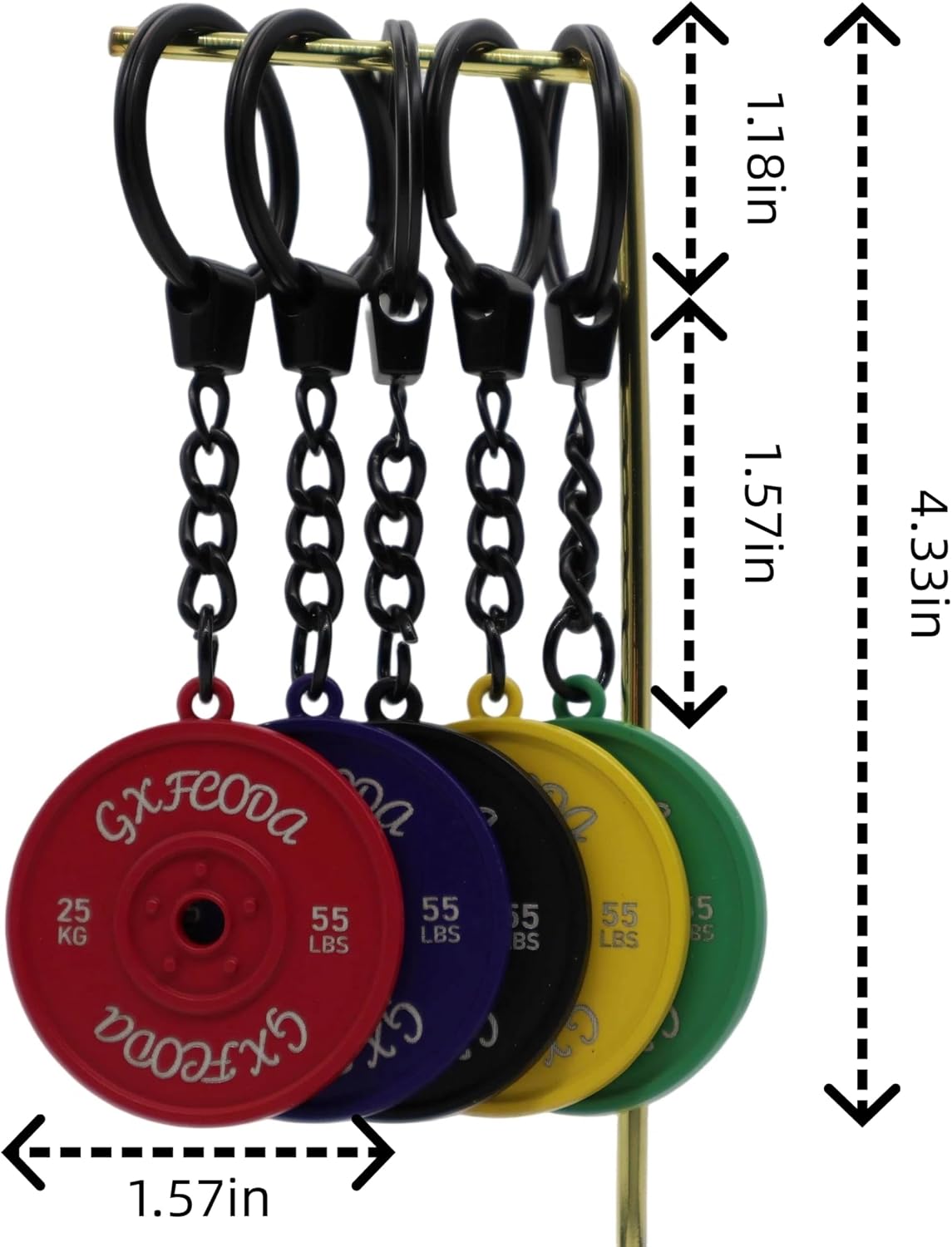 Metal Barbell Weight Plate Gym Keychain, Fitness Weightlifting Gifts for Gym Lovers Men Women Workout Bag Charm image 3