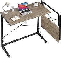 Vantic 31.5" Folding Desk - Foldable TV Tray Table for Couch Eating, Extra Large Portable Laptop Writing Desk for Home Office, Greige