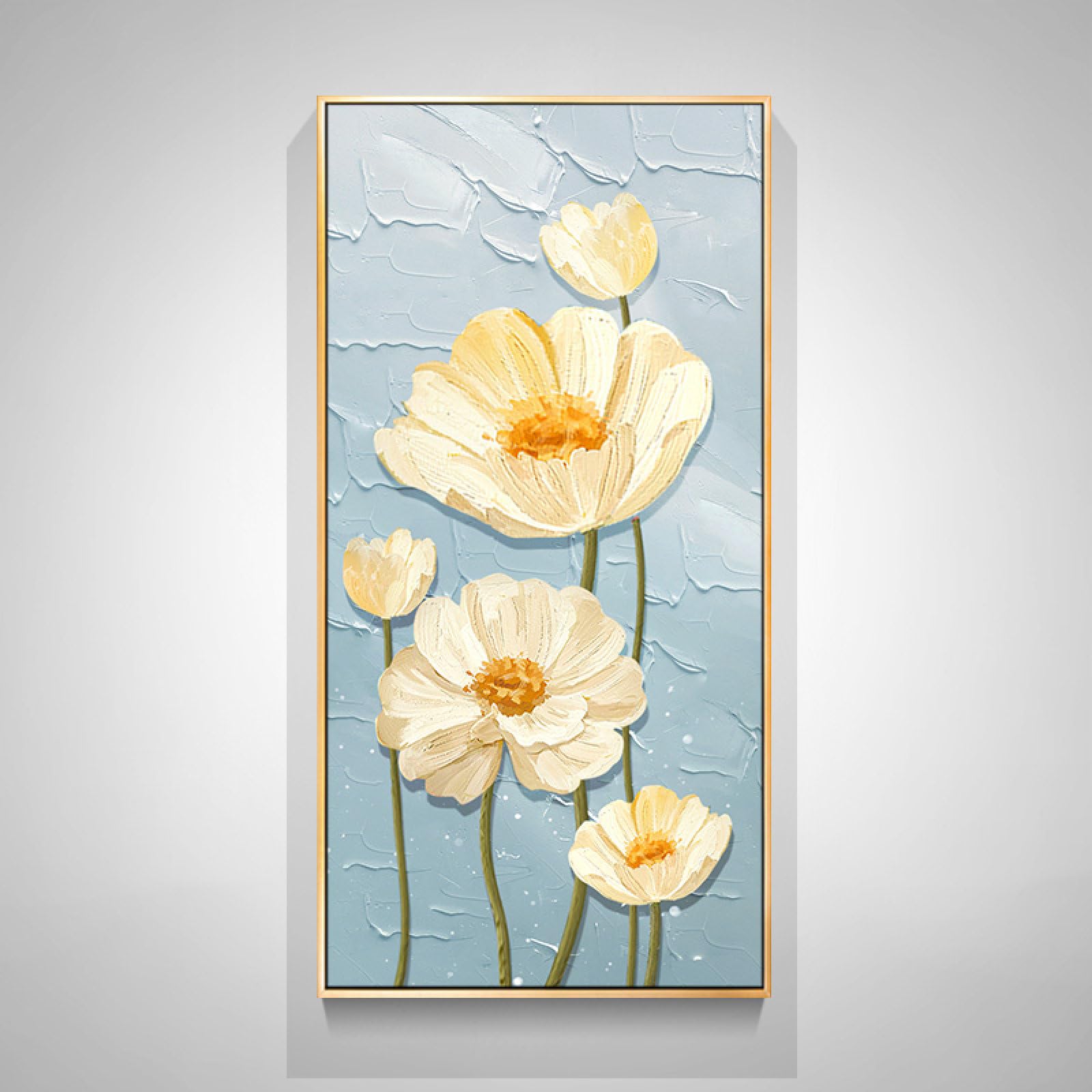 Peinture de texture de fleurs faite main œuvre sur toile d'art pour salon