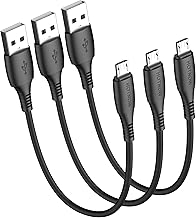 HOTNOW Lot de 3 câbles micro USB courts de 0,5 m - 50 cm - USB A vers Micro USB - Chargeur Android - Câble court et durable - Câble de charge rapide pour Galaxy S7 S5, PS4 et plus encore