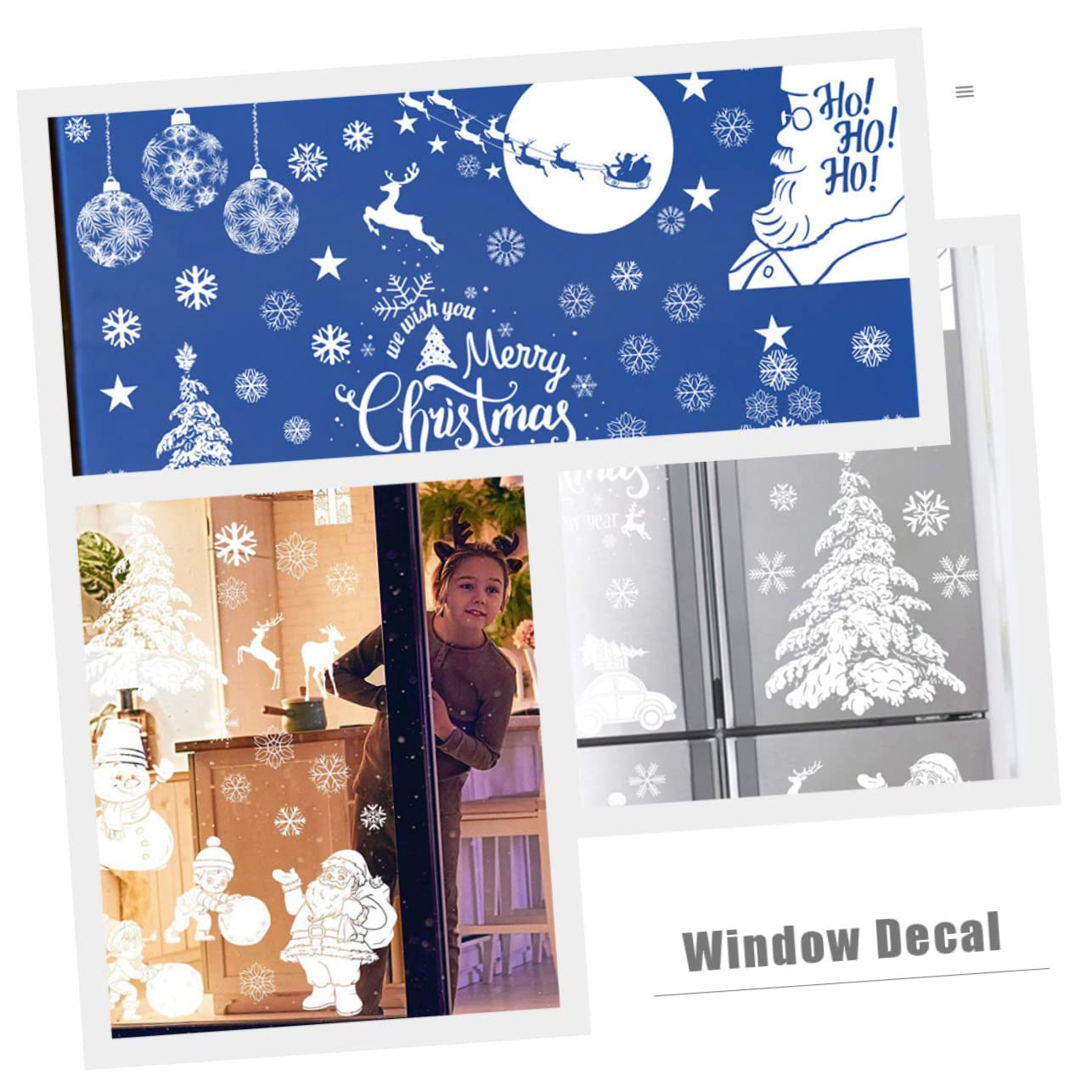 Cabilock 5 Set Adesivi Natalizi Decorazioni Invernali Adesivi Dei Cartoni Animati Decalcomanie Da Muro Natalizie Illuminazione ia Finestra Per Finestre 9 fogli*5