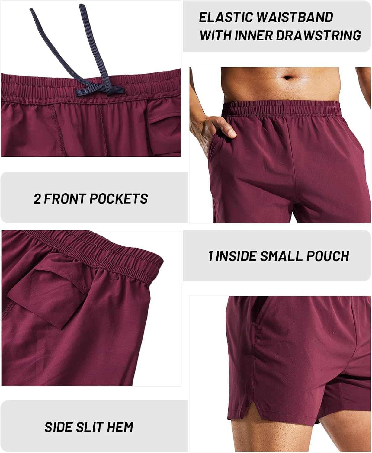 MIER Men's 5 Inch Running Athletic Shorts with Pockets Quick Dry Lightweight Gym Workout Shorts, Elastic Waist - Image 4