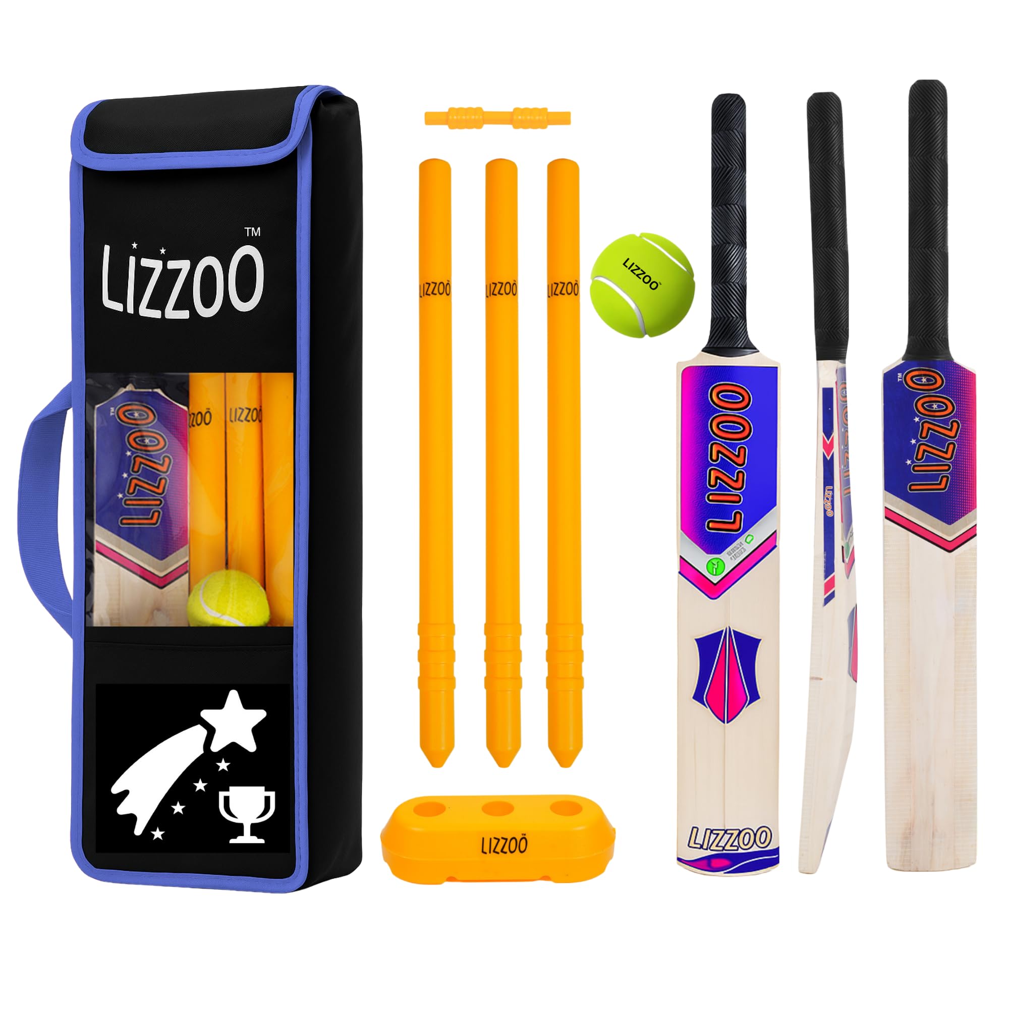 Lizzoo Cricket Kit Full Size | Cricket Kit for Kids 5-10 Years Full Kit | Cricket Set and Bat Kit Toy for Boys Girls | Outdoor Sports Gift