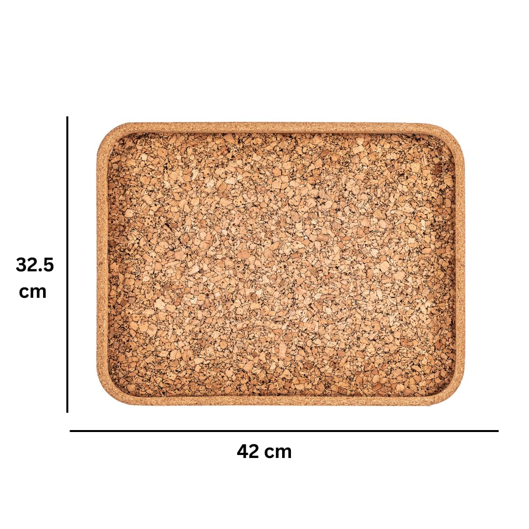 ZICZAC - Tablett QUERCO - 100% Kork - lebensmittelsicher, wasserabweisend, fleckenabweisend - Rechteck - 42x32,5 cm - Grain