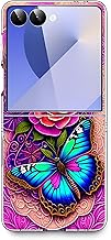 Case for Galaxy Z Flip 7,Blue Butterfly Flowers Rose Anti-Scratch Solid Hard case Protective Shookproof Phone Cover for Samsung Galaxy Z Flip 7 Flip7
