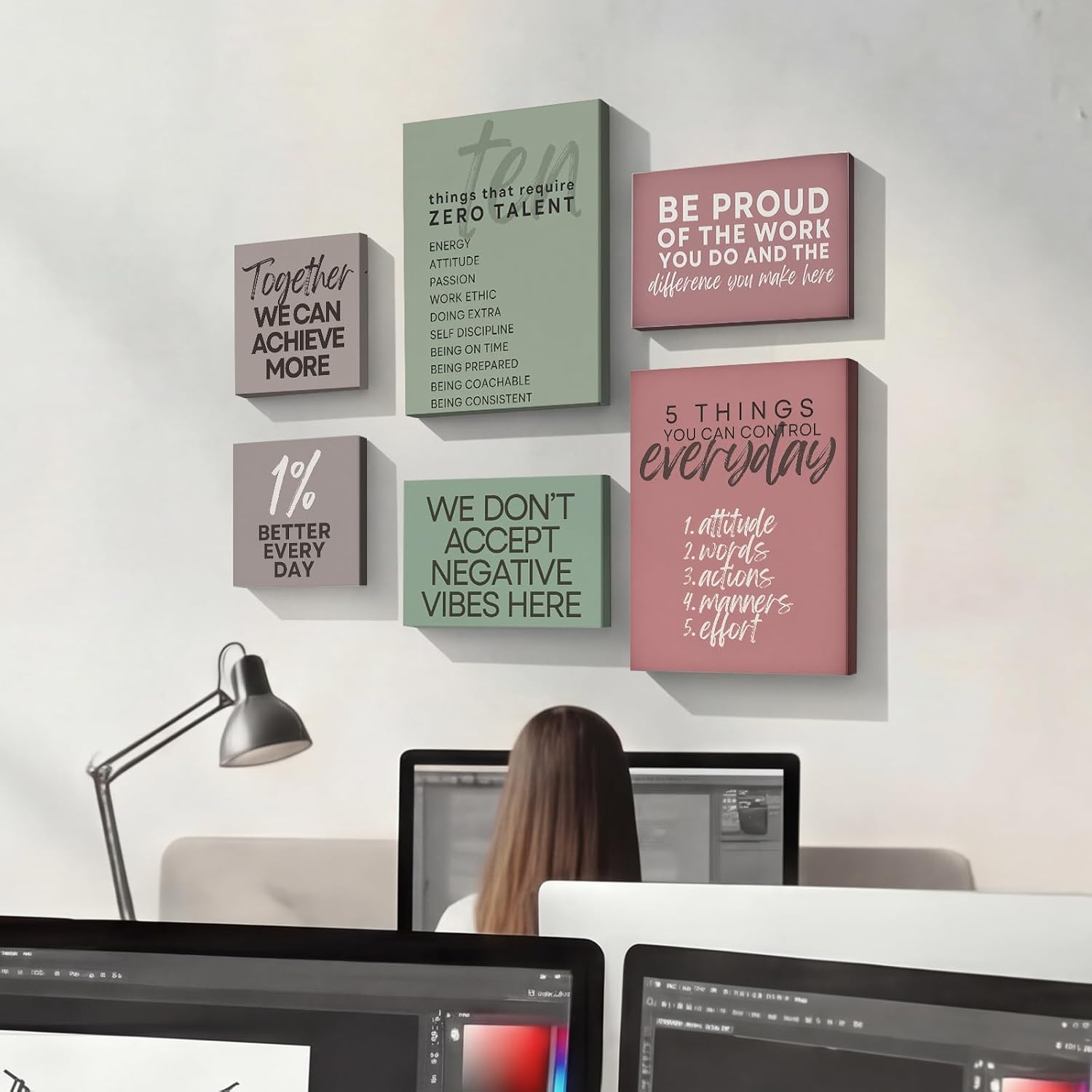 HAWONE Motivational Office Wall Art Set of 6 Positive Teamwork Quote Print Poster Modern Workplace Wall Decor Inspirational Canvas Wall Art for Home Office Meeting Room image 3