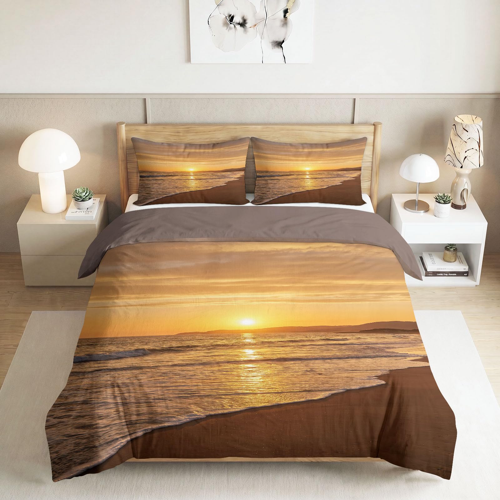 Abenddämmerung Landschaft Strand Mikrofaser Bettwäsche 220 x 240 cm