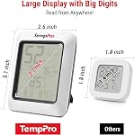 TempPro TP50 Thermomètre intérieur numérique avec thermomètre de salle Max/Min Records et moniteur d'humidité avec grand LCD Affichage (précédemment ThermoPro) | Compteur d'humidité intérieure avec affichage de confort, mémoire min/max, aimant et base, pour clim intérieur