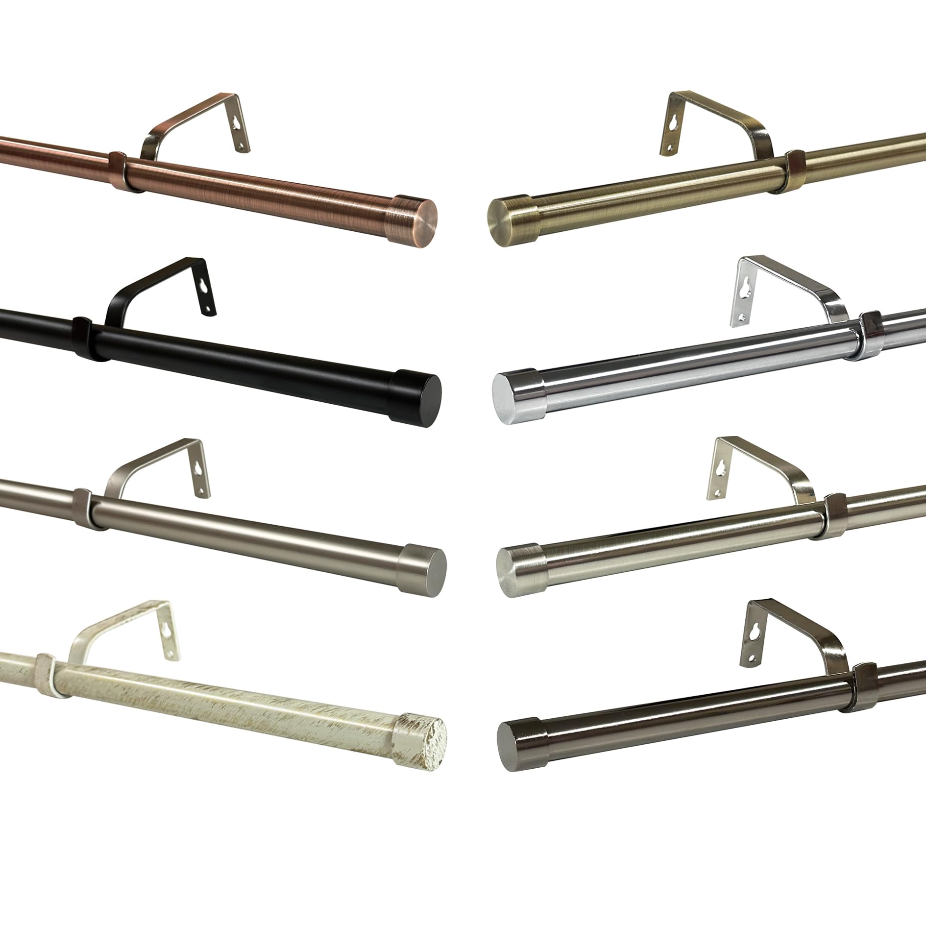 Extendable Curtain Pole Rod 19mm Riga Finials & Heavy Duty Fittings 75cm - 300cm (Black Graphite Chrome, 1.2m - 2m Extendable)