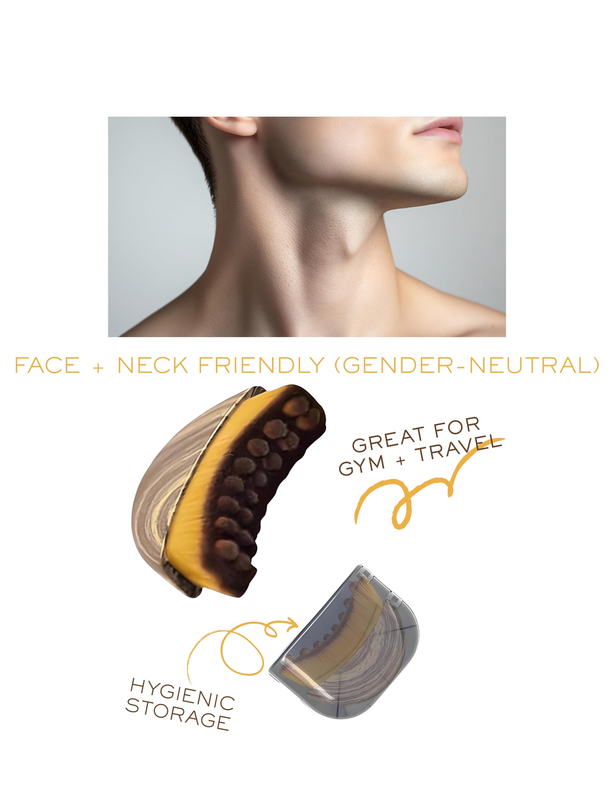 Lymphatic Contour Face Brush – Ergonomic Handle | Facial Sculpting, Puffiness Reduction & Glow-Boosting Massage | Dry Brushing for Jawline, Cheeks & Neck | Boost Circulation & Radiance