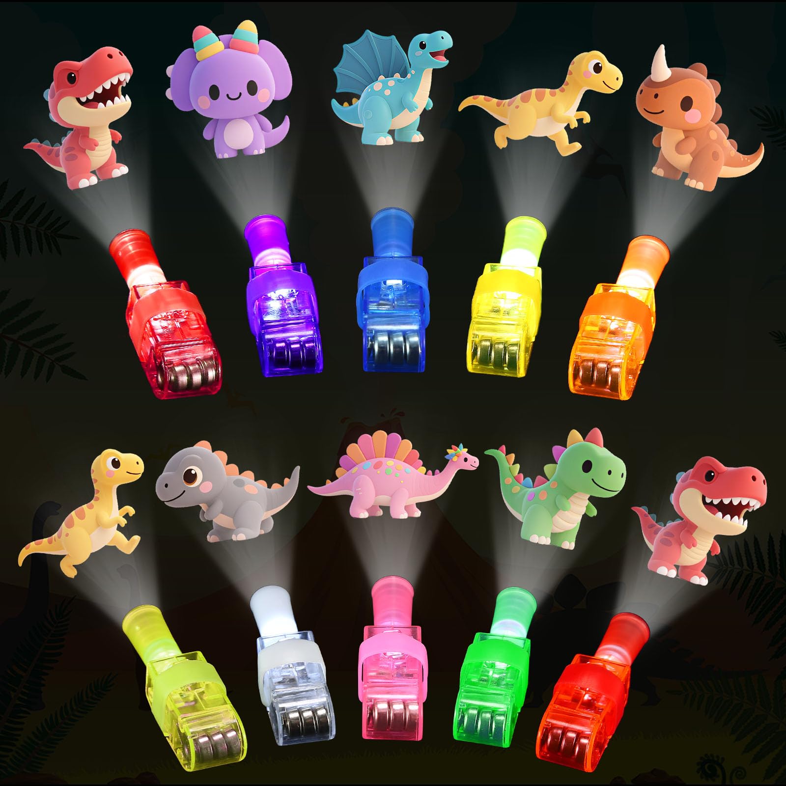 40PCS Dinosaur Party Favors for Kids, Dinosaur LED Light Up Finger Lights Glow in the Dark Toys Bulk for Classroom Prizes Gifts Dino Theme Birthday