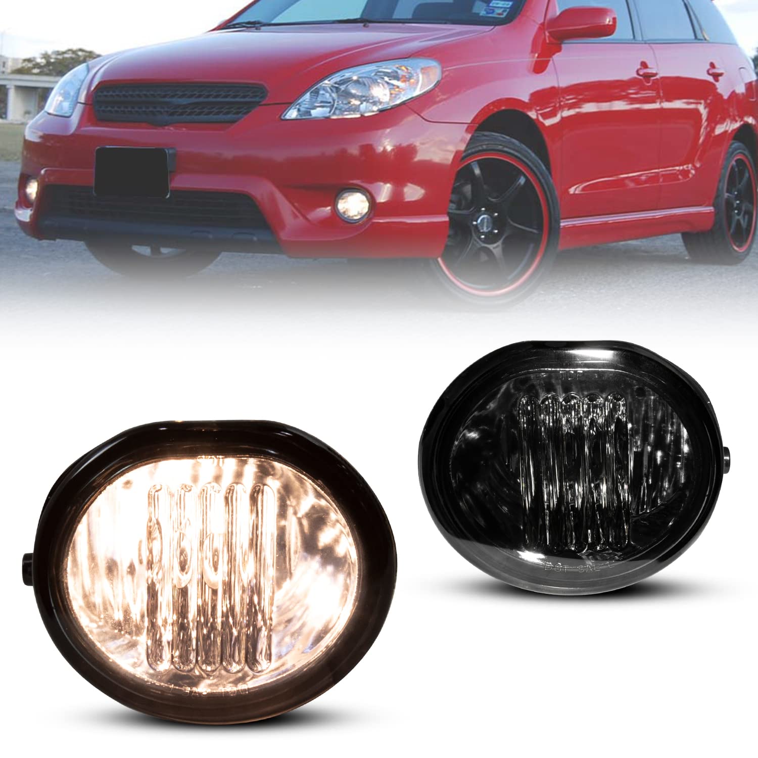CPWFog Lights Compatible with [2003 2004 2005 2006 2007 2008 Toyota Matrix/Pontiac Vibe] Driving Fog Lights + Switch + Wiring Kit (Smoke Len)