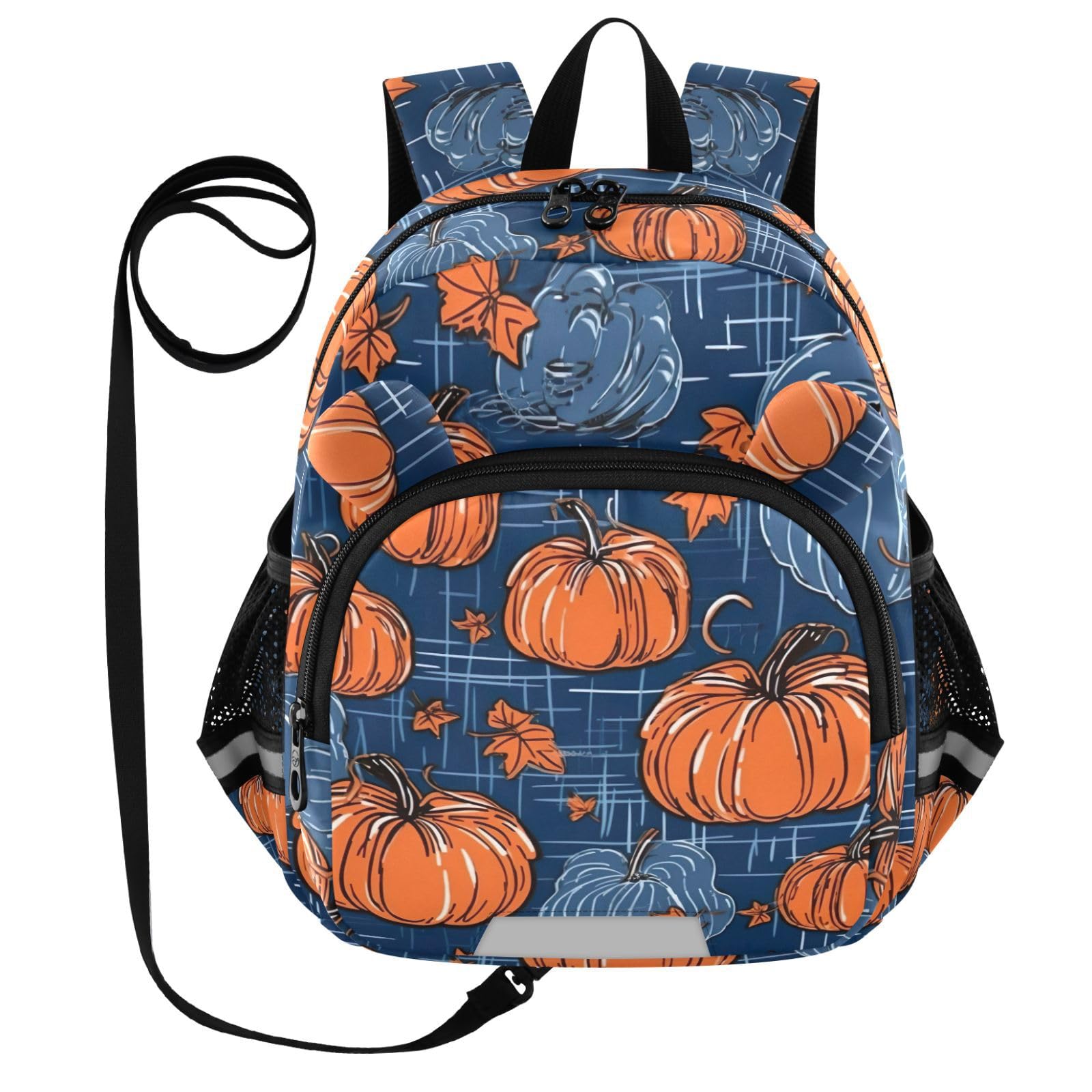Pumpkins Halloween Toddler Harness Backpack for Boys Girls 3-6 Years Kids Backpack with Anti Lost Safety Leash Baby Travel Bag for Walking Preschool Travel