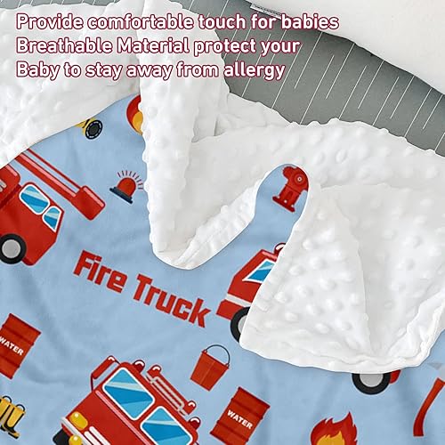 Miniatura 6 de Manta de doble capa para bebé con nombre personalizado, con patrón de camión de bomberos rojo, Manta de ropa de cama personalizada para Halloween,