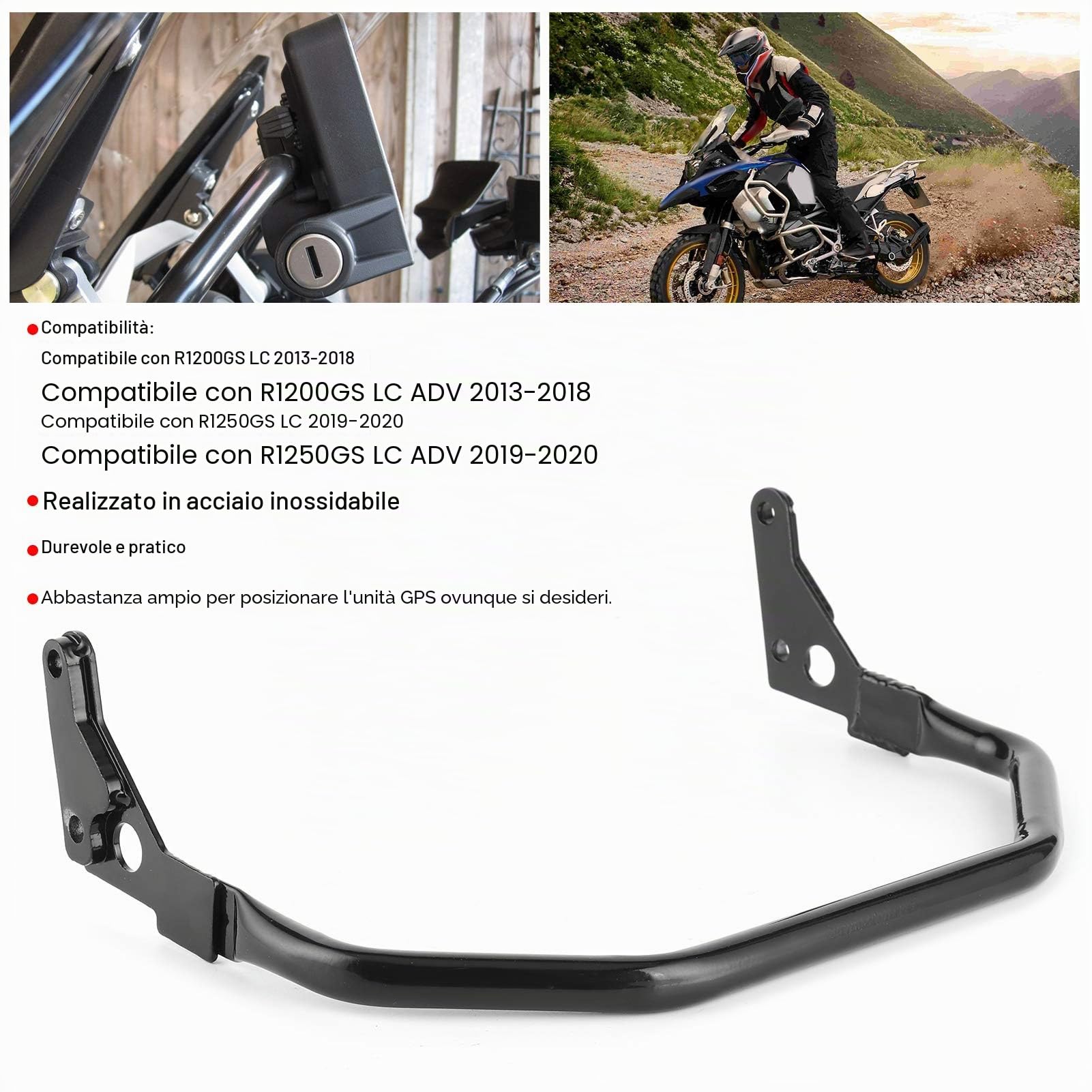 Supporto per telefono per moto, Supporto per navigazione per moto Supporto per telefono GPS per barra anteriore per R1200GS LC 2013-2018,supporto navigatore gs 1200 2013