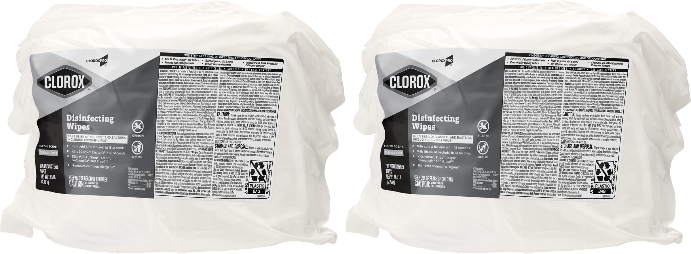 CloroxPro Clorox Disinfecting Wipes, Fresh Scent, 700 Count (Pack of 2)