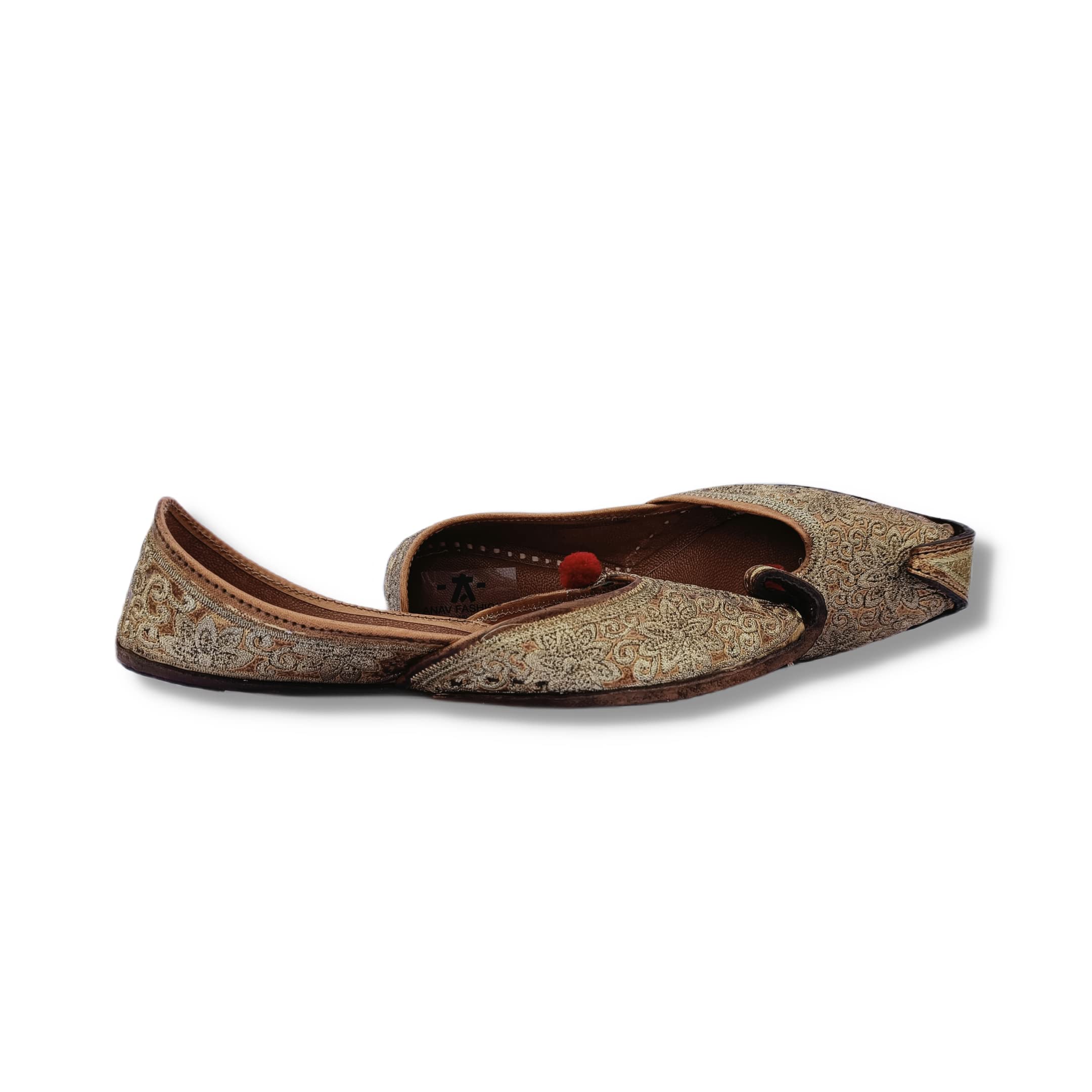 Beautiful Golden- Shinny Zary Design Ethnic Daily Party Office Wear Mojari Punjabi Jutti for Women and girls Stylish Jooti nagra of Genuine Leather Traditional/Comfortable famous Wedding Shoe Bellies-image-37