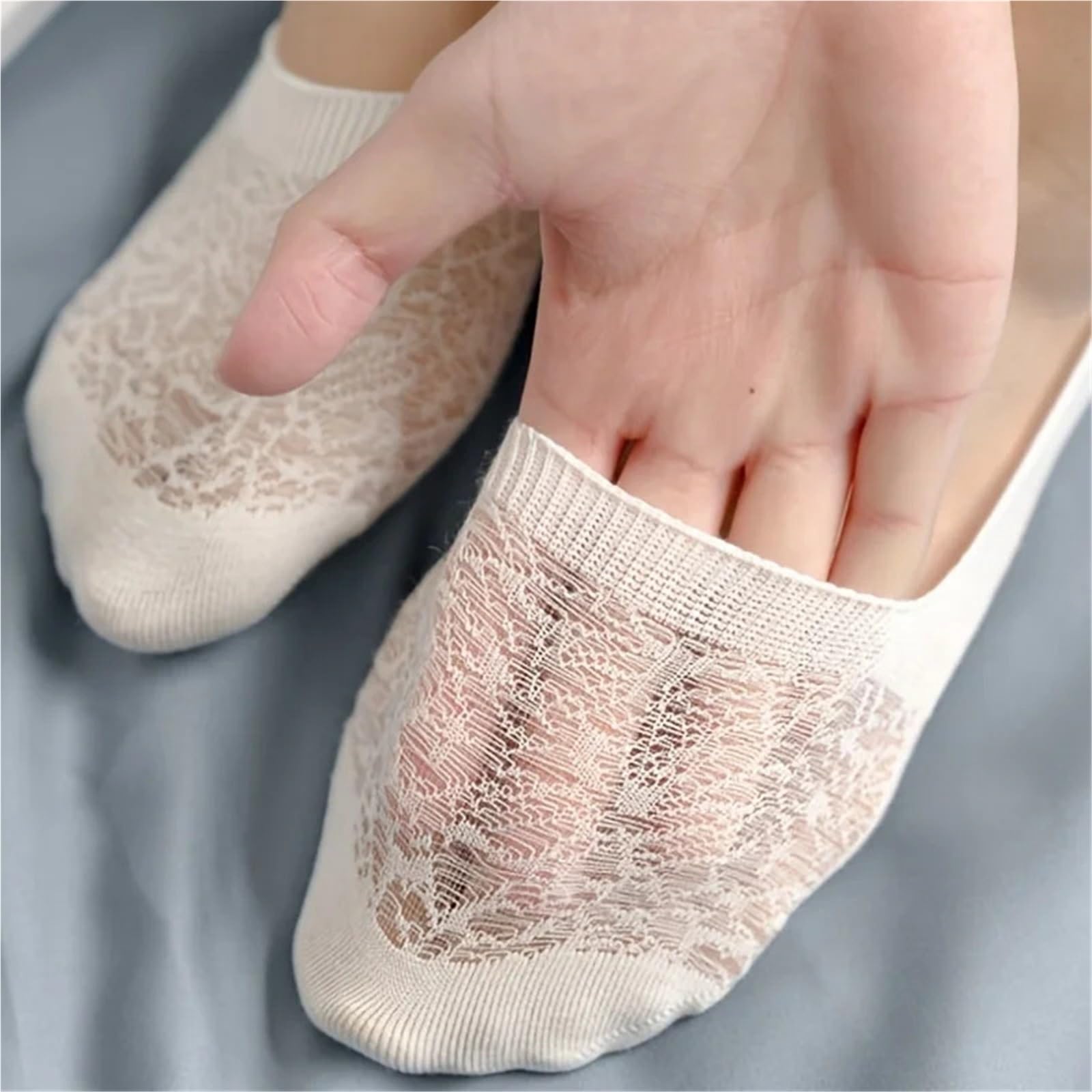 Calcetines de Encaje 9 Pairs Invisible Socks, Breathable Cotton Boat, No Show & Liner, Women's Stockings & Hosiery