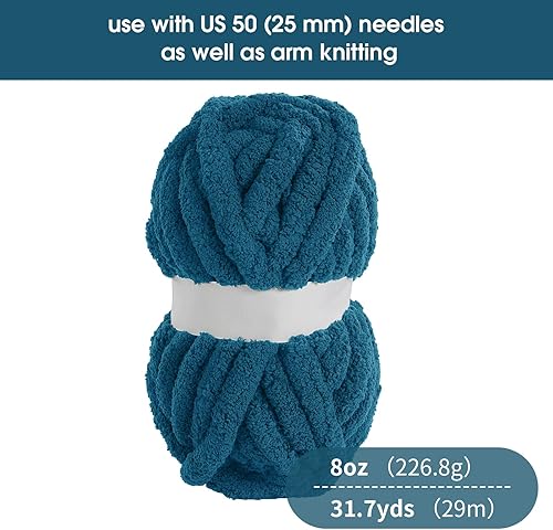Vista 294 de HOMBYS Hilo de felpilla grueso y voluminoso para tejer a mano, hilo grueso y esponjoso para tejer a mano, hilo de felpa suave, paquete de 8