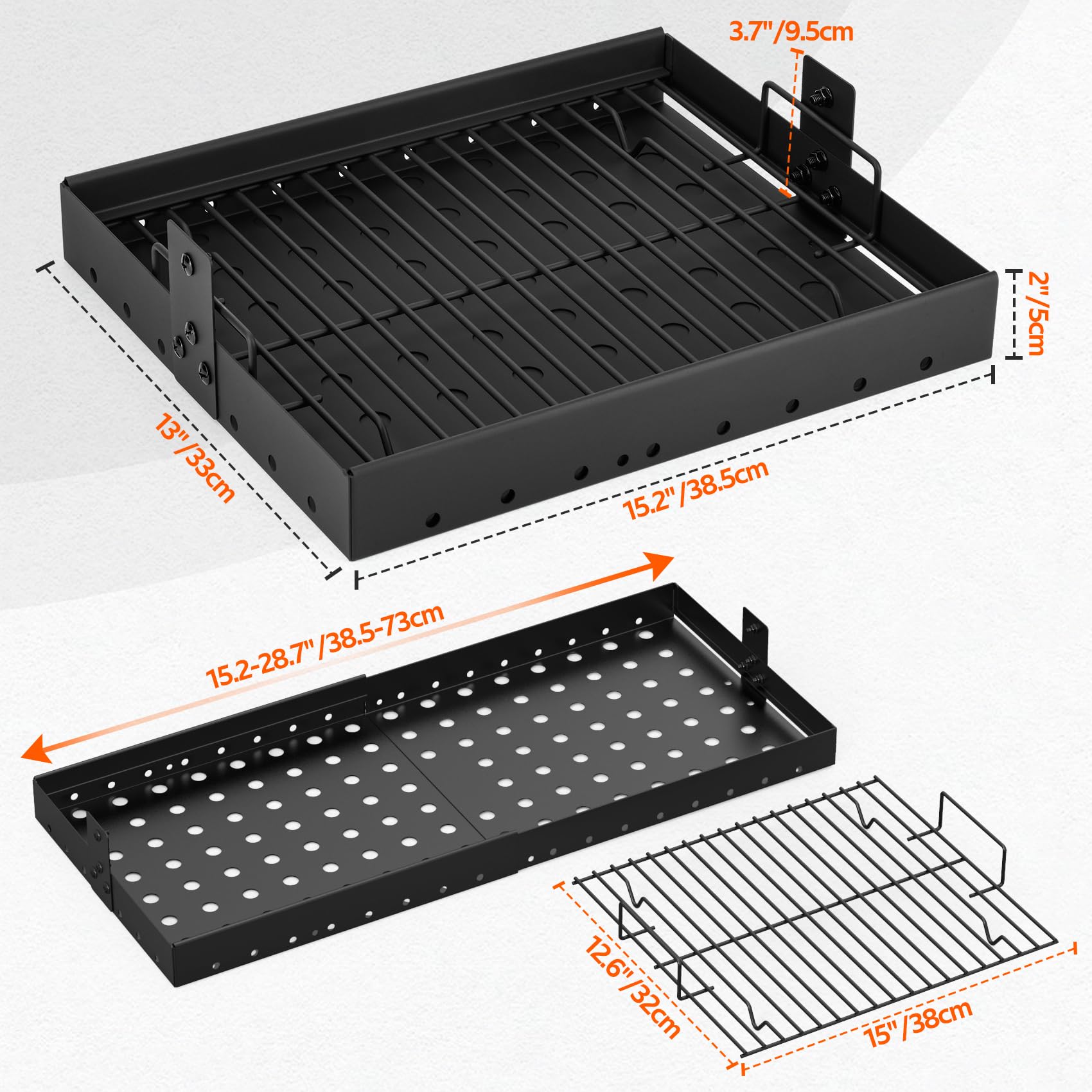 Onlyfire 38,5-73cm Verstellbare Holzkohleschale für Tepro Toronto, Taino Hero XL und Activa Angular Holzkohlegrill, Hochtemperaturbeständig Aschekasten, Aschepfanne, Holzkohlekorb Grill Ersatzteile