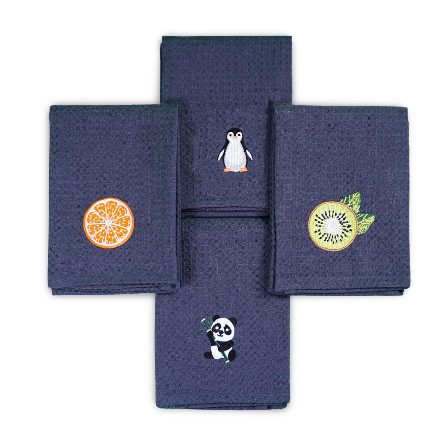 YOGAN Tea Towels/Kitchen Towels Pack of 4, Steel Gey, 50 x 70 cm