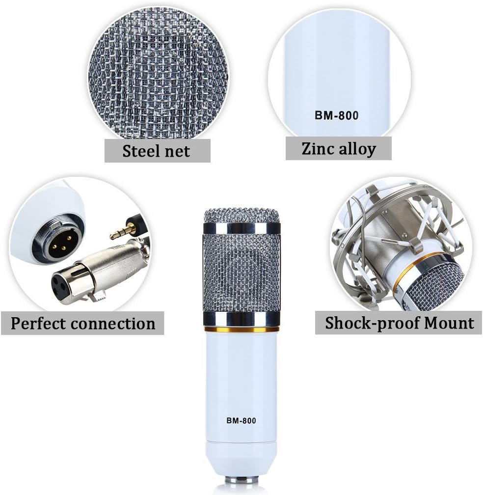 SimpTronic Tech MaxMaxi Condenser Sound Recording Microphone + Mic Shock Mount + Cable + Sponge Set