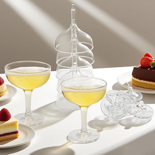 Miniatura 8 de Peohud Juego de 20 vasos de cóctel Coupé, vasos pequeños de martini acrílicos de 5 onzas, tazas de champán reutilizables para fiestas, hogar, bar,