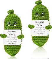 Vista 1 de Figuras de Pepino en Vinagre Emocionales de Crochet, 2 Piezas Hechas a Mano Divertidas Figuras de Pepino en Escabeche Lindas Adornos Tejidos a Mano