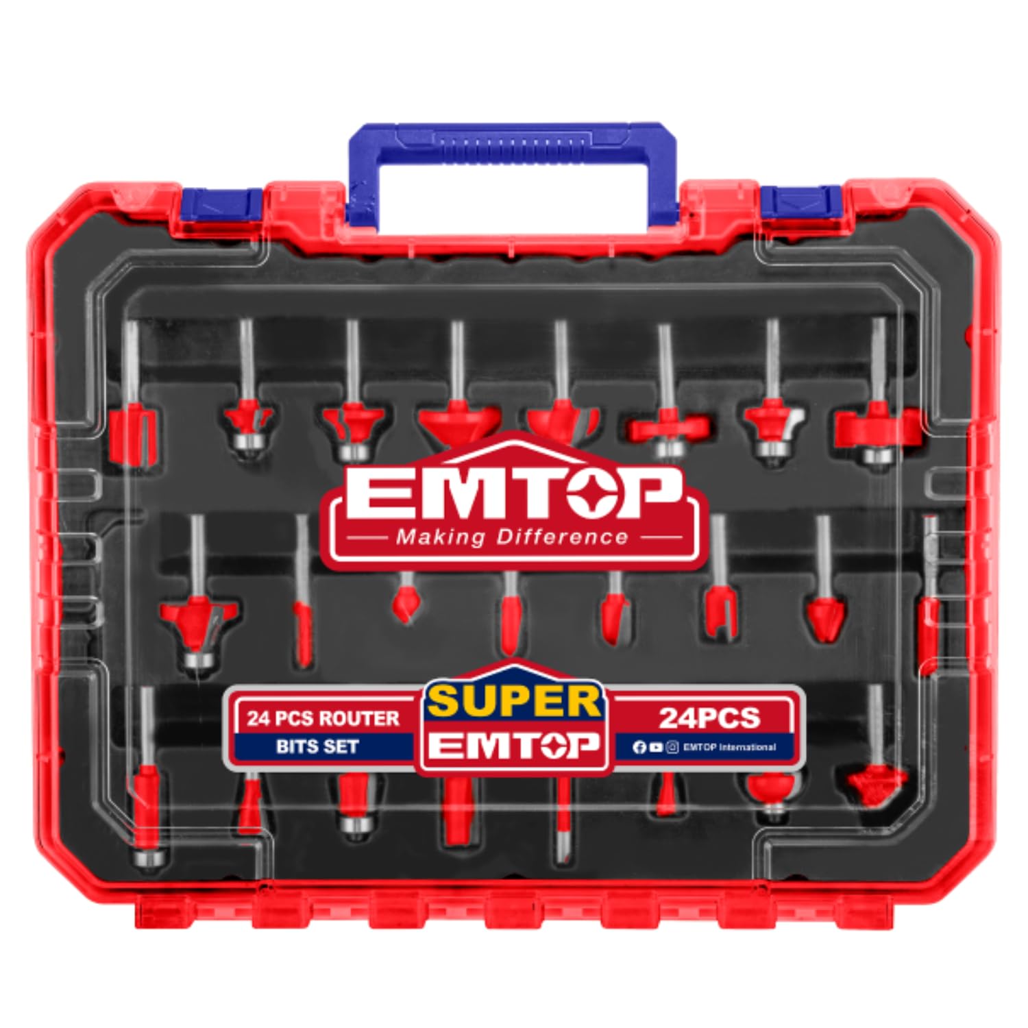 EMTOP Brocas de Fresado | Pack de 24 unidades | Juego 24 Brocas Fresado 8 mm