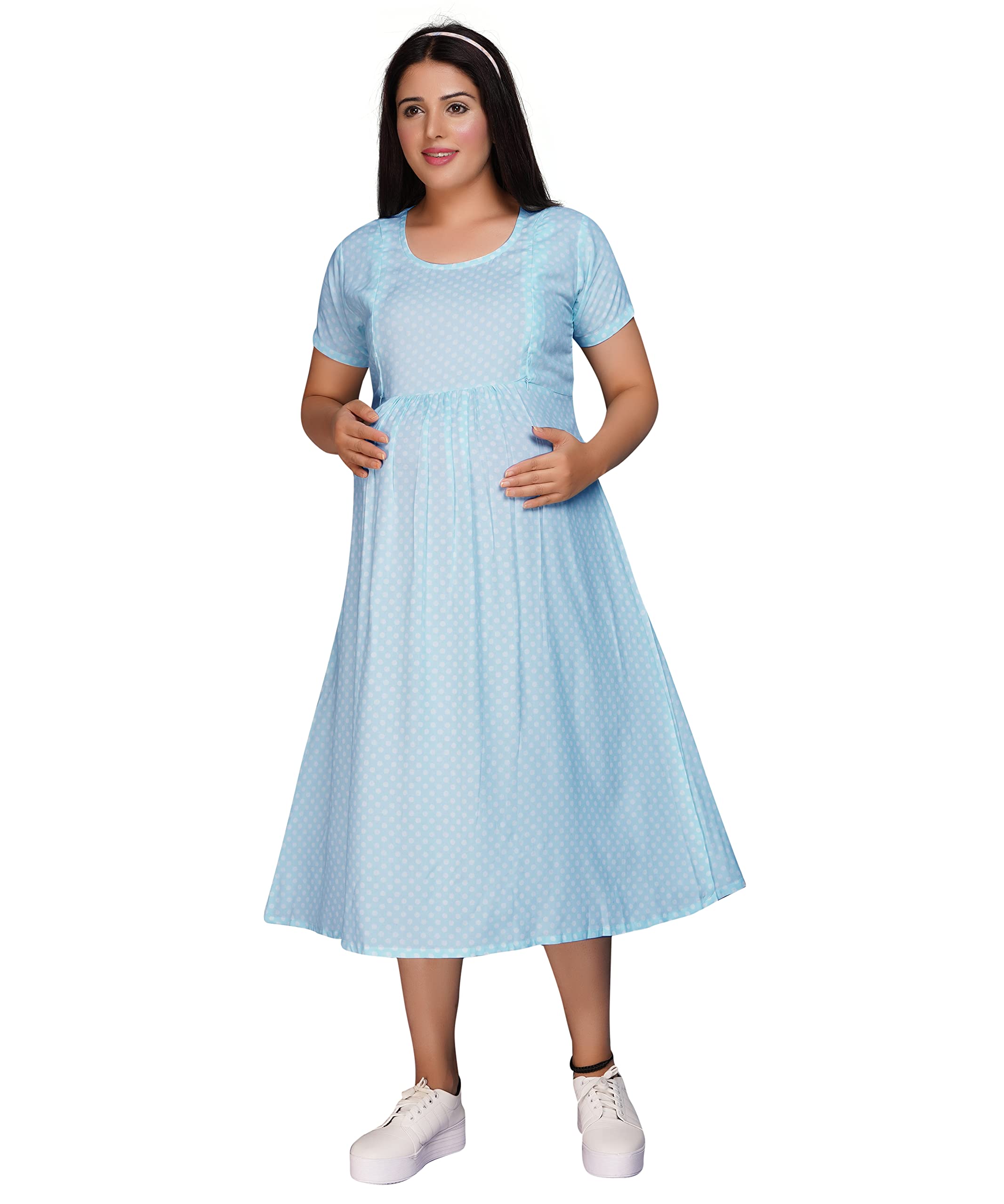 Women's Knee Length Printed Maternity | Feeding | Nursing Dress | Feeding Nursing Maternity Comfort Dress Kurti-image-19