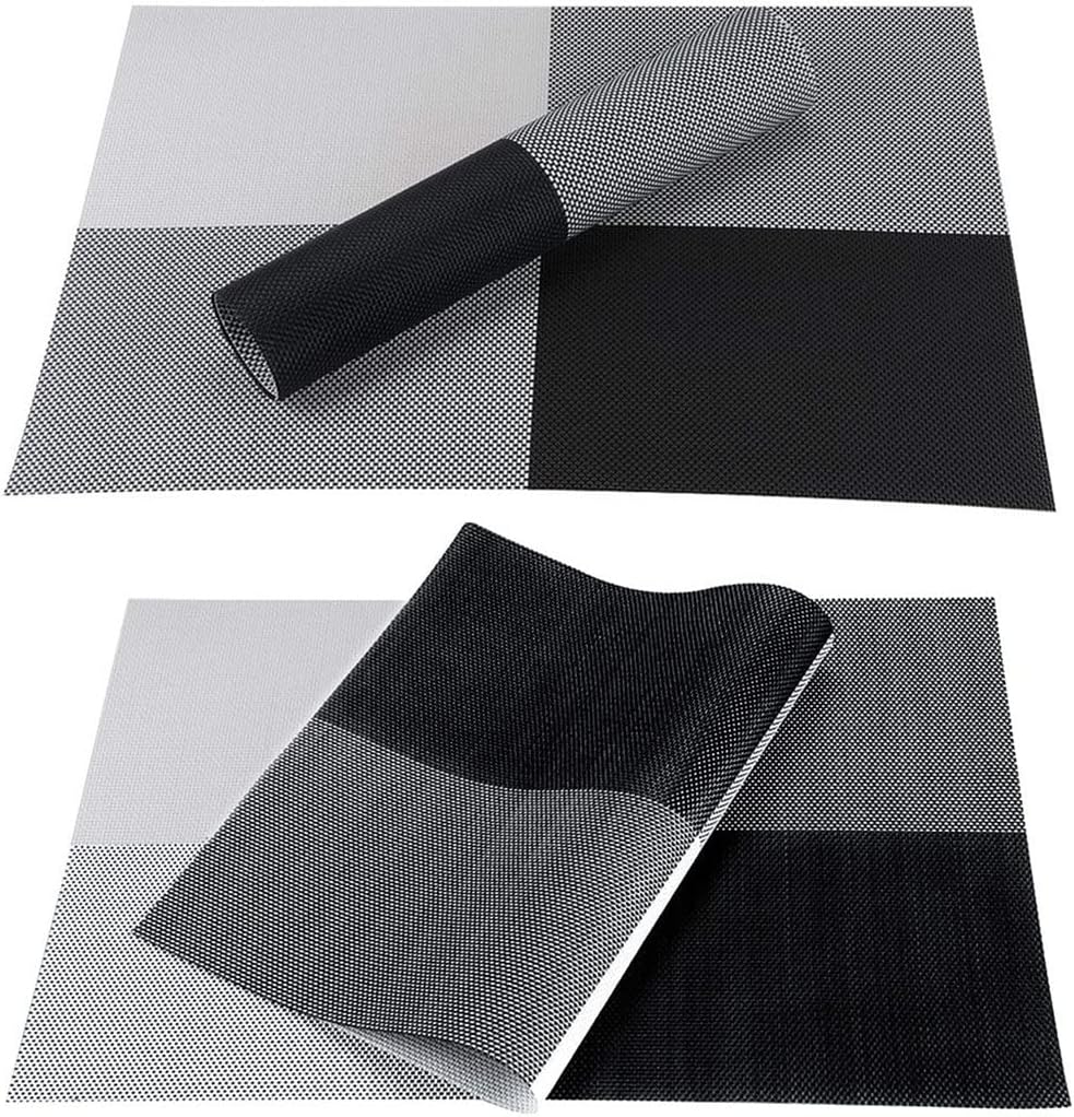 4-Piece Set PVC Placemat Table Mat Coffee Shop Hot Placemat Bowl Mat Coaster Table Mat Black