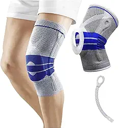 Joelheira Compressao Ortopedica Gel Silicone Suporte Patela Joelho Perna Atletismo Corrida Futebol Alivia Dores Tensoes Musculos Circulaçao Corpo (Médio)