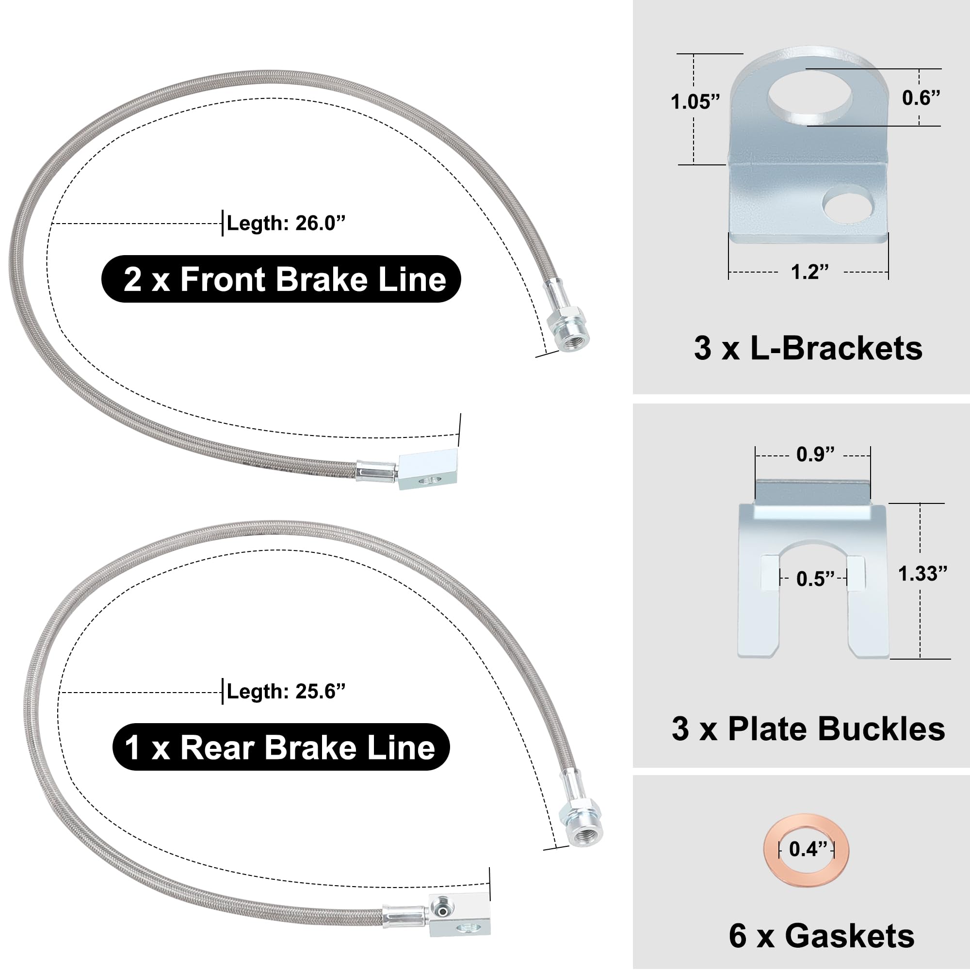 89715 Linee freno in acciaio inox per Jeep Wrangler TJ/YJ/XJ 1987-2006, anteriore/posteriore (89702 e 89703)