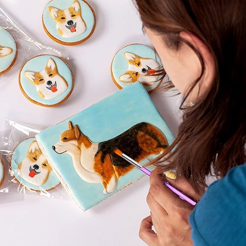 Miniatura 3 de Sinmoe 10 pinceles de decoración de dulces para tartas, herramientas de decoración de galletas, cepillo de pastelería y pinzas de punta recta y