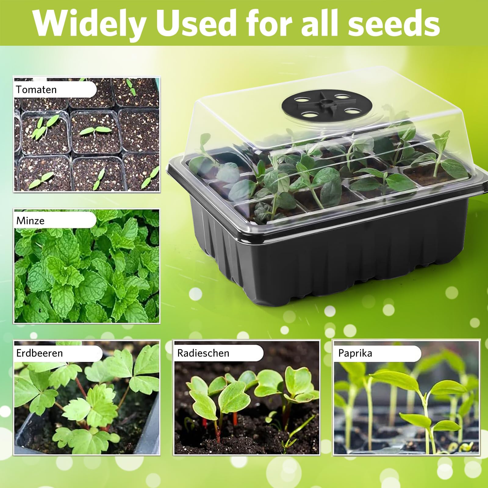 NAMOTEK Station de Germination 5 pièces avec Tapis Chauffant & Lampe de Croissance – 60 cellules, Mini-Serre