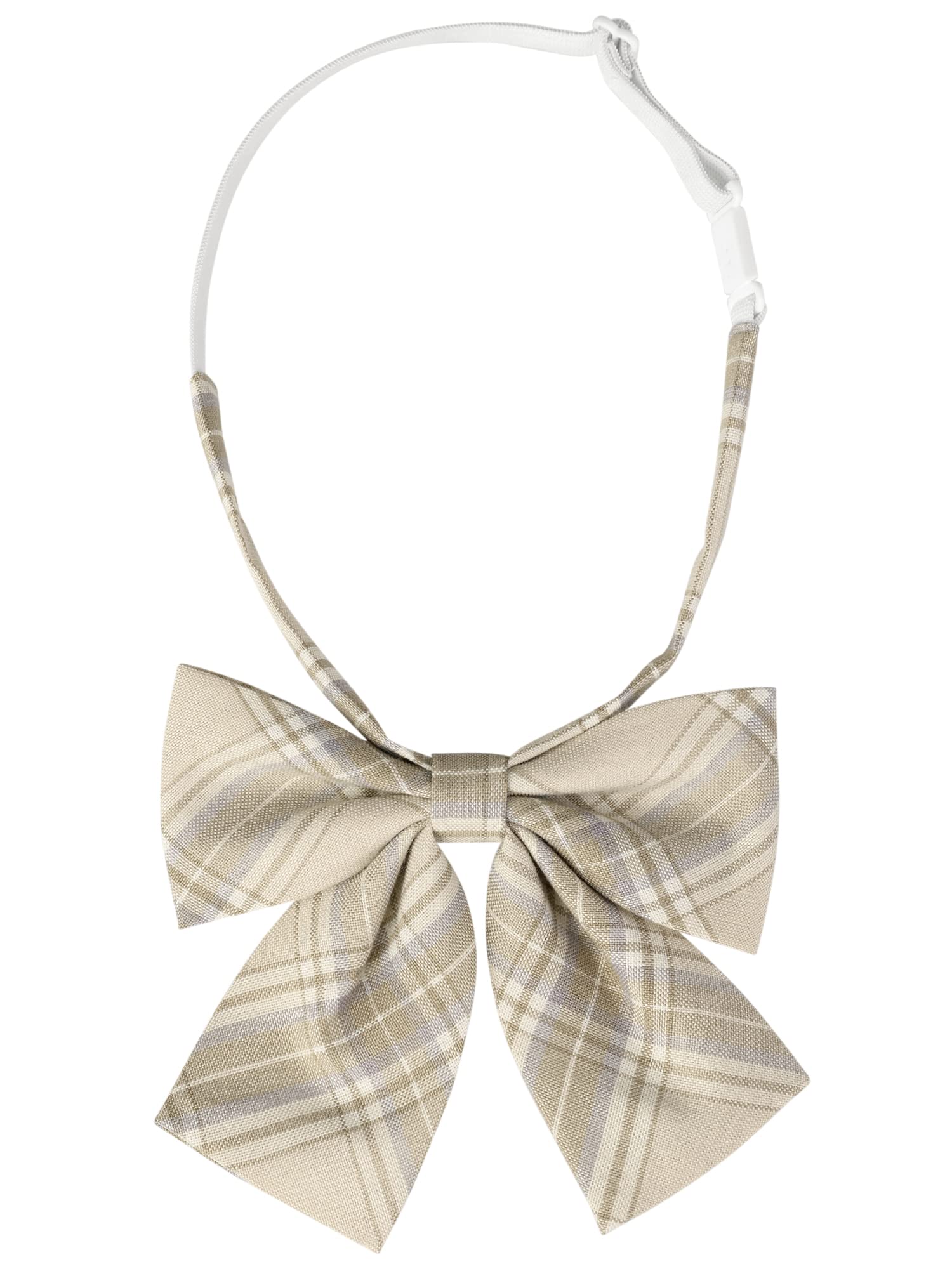 Elerevyo Women's Khaki Pre-Tied Bowties Adjustable Colorful Plaid Tartan Checked Bow Ties For Costume One Size