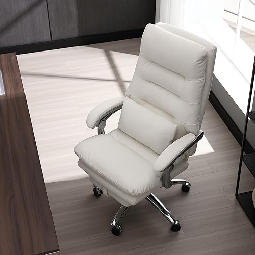Miniatura 6 de Silla de oficina con reposapiés, silla ejecutiva de respaldo alto con reposabrazos acolchados, silla de escritorio reclinable con ruedas, silla