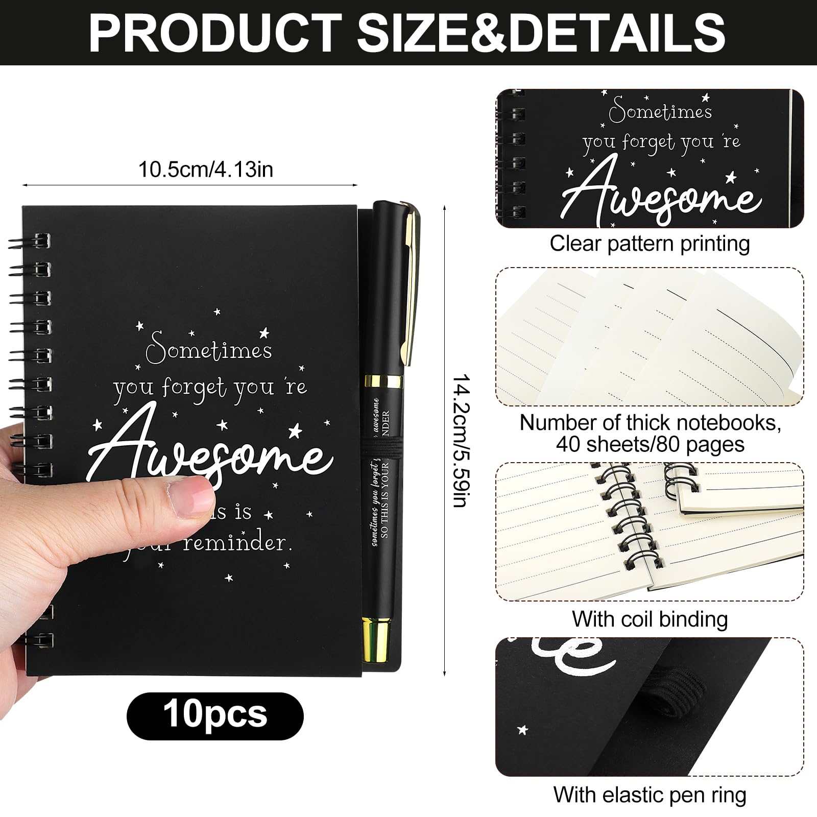 HAOWANWW 10 Pack Employee Appreciation Gift Thank You Gifts With Motivational Ballpoint Pens A6 Notebook Journals Business Inspirational Team Together Notebooks for Boss Coworker Colleague Office - Image 2