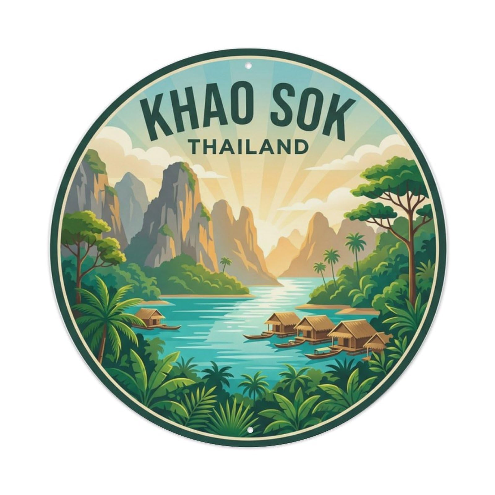 Xanthor Style Thailand Vintage Travel Khao Sok Metal Tin Sign