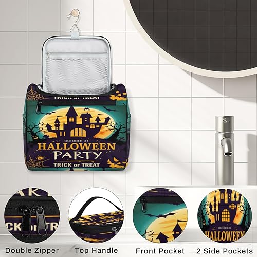 Miniatura 4 de The Halloween Art Style Toiletry Bag for Women Travel Makeup Organizer with Hanging Hook Traveling Cosmetic Bags for Toiletries Accessories