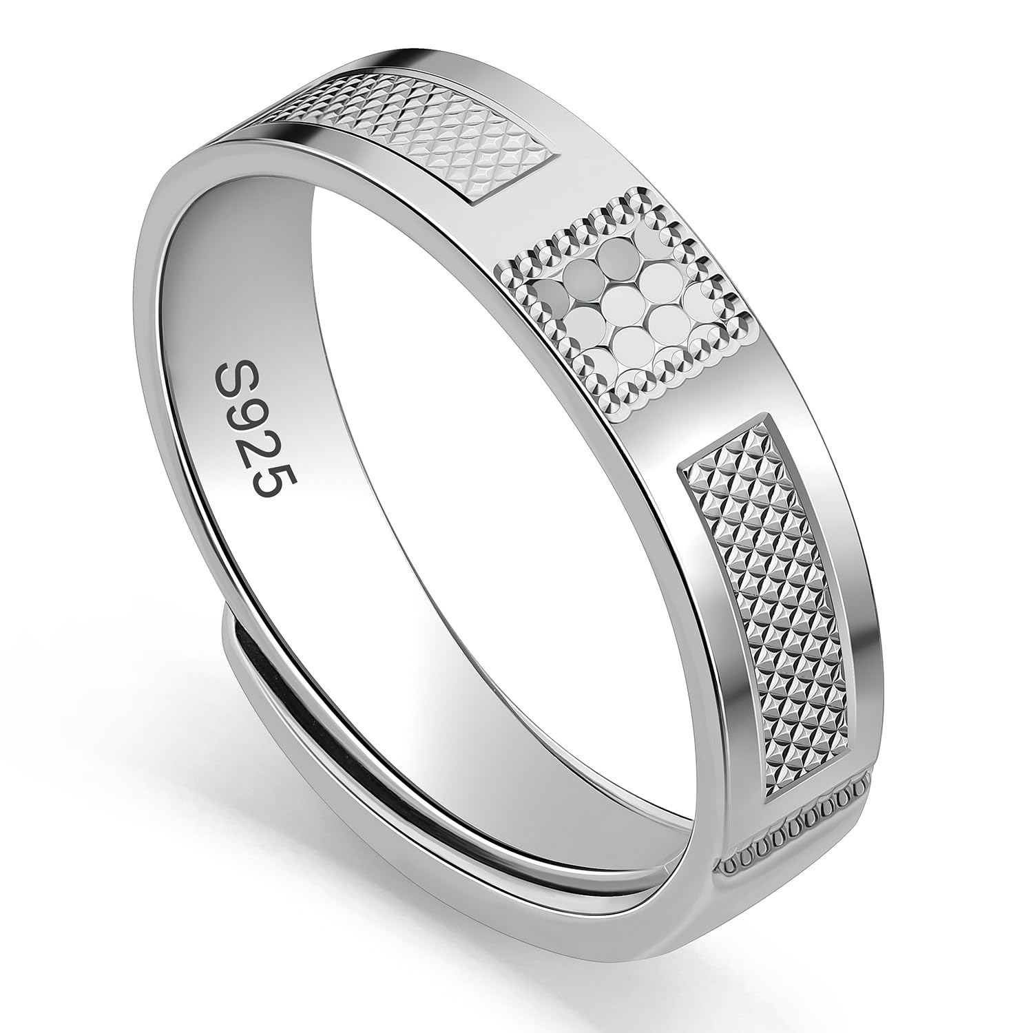 Meissa Anello Uomo in Argento Sterling 4mm, Fedina Nuziale Larga Regolabile, Anello di Fidanzamento Uomo, Vestibilità Comfort, Anello per Pollice