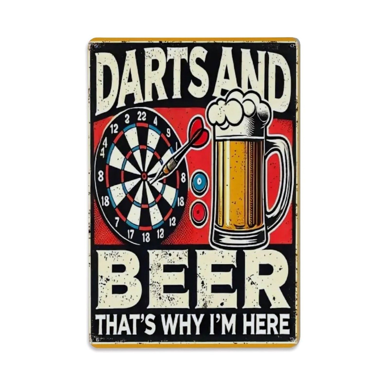 Rkundrne Vintage Darts And Beer Metal Tin Sign Garden Bedroom Cafe Bar Man Cave Home Wall Decor Metal Poster 8X12 In