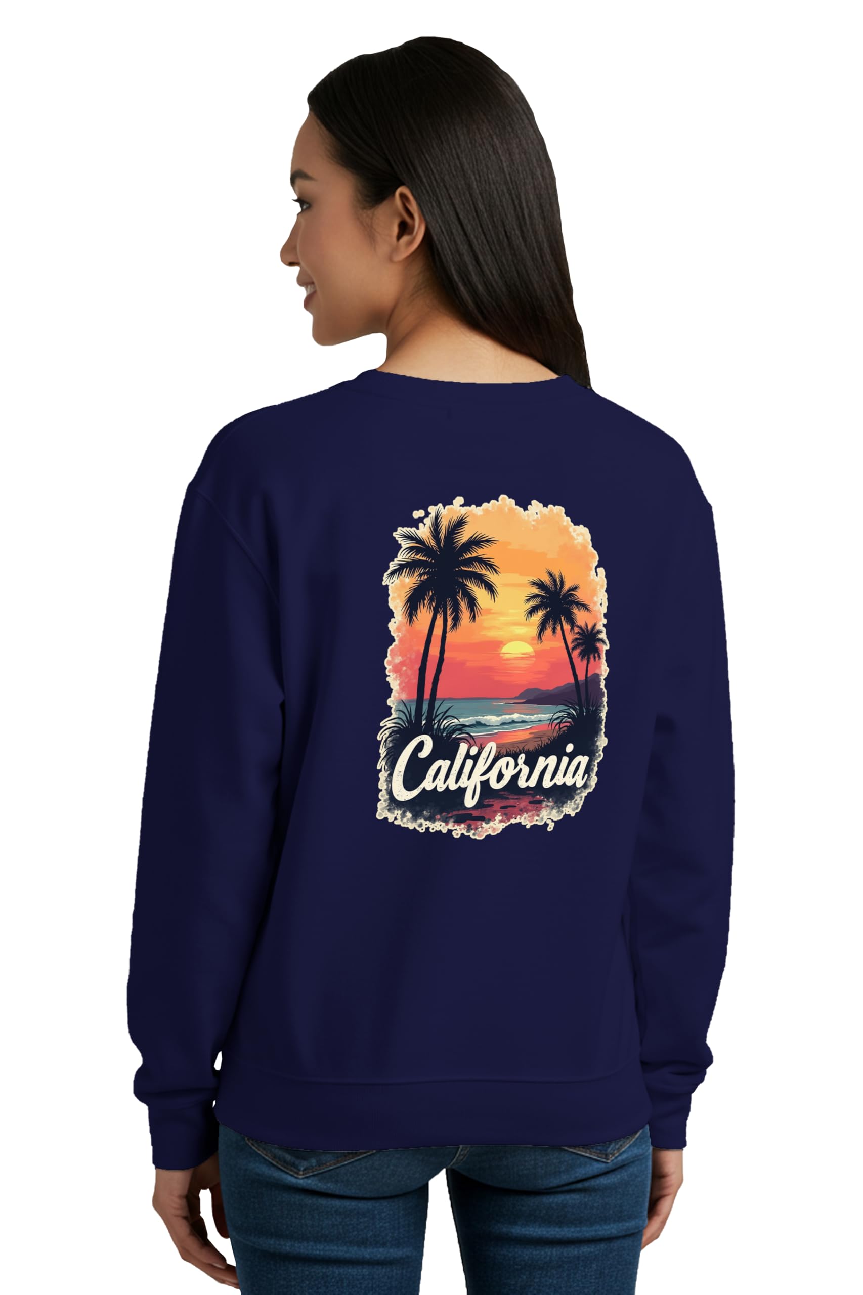Sweatshirt for Woman California Cotton Blend Graphic Print Full Sleeve Stylish Round Neck Regular Fit Gen Z Winter Sweatshirt-image-15