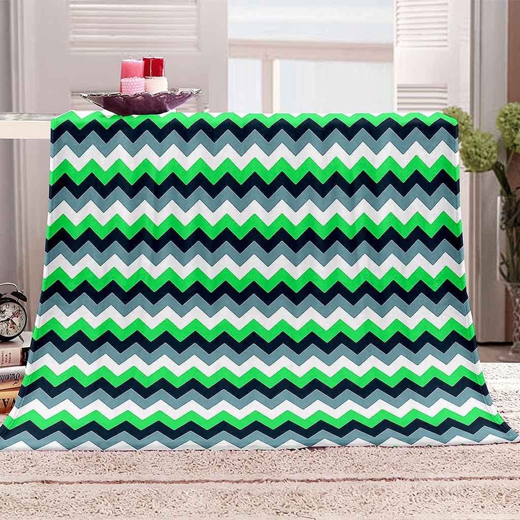 Couverture polaire douce anti-froid plaid vague verte entretien facile