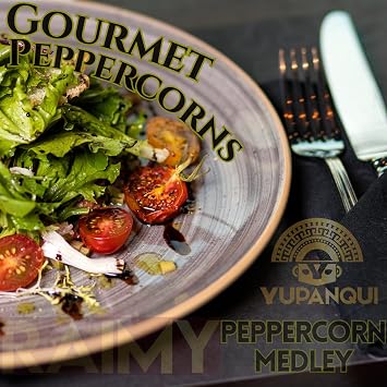 YUPANQUI Rainbow Peppercorn Grinder 3.5oz Refillable with Gourmet Rainbow Peppercorns RAIMY Artisanal 7 Color Peppercorn Blend for Salads Cheese Boards Appetizers and Colorful Gourmet Finishing