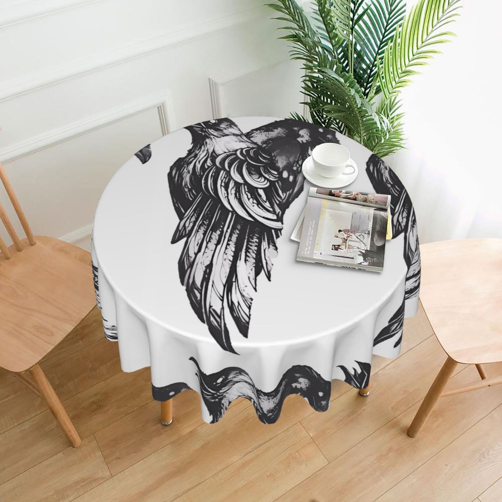 WHJSSF Ravens Prints Round Decorative Tablecloth 60in - High-Grade Polyester Table Throw for Dining & Outdoor Parties