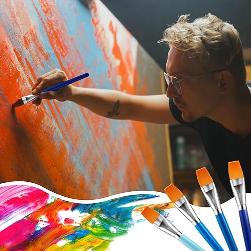 Miniatura 6 de Honoson Pinceles de pintura para pintura acrílica, pinceles grandes a granel con mango de madera para acrílico, acuarela, óleo, manualidades, arte